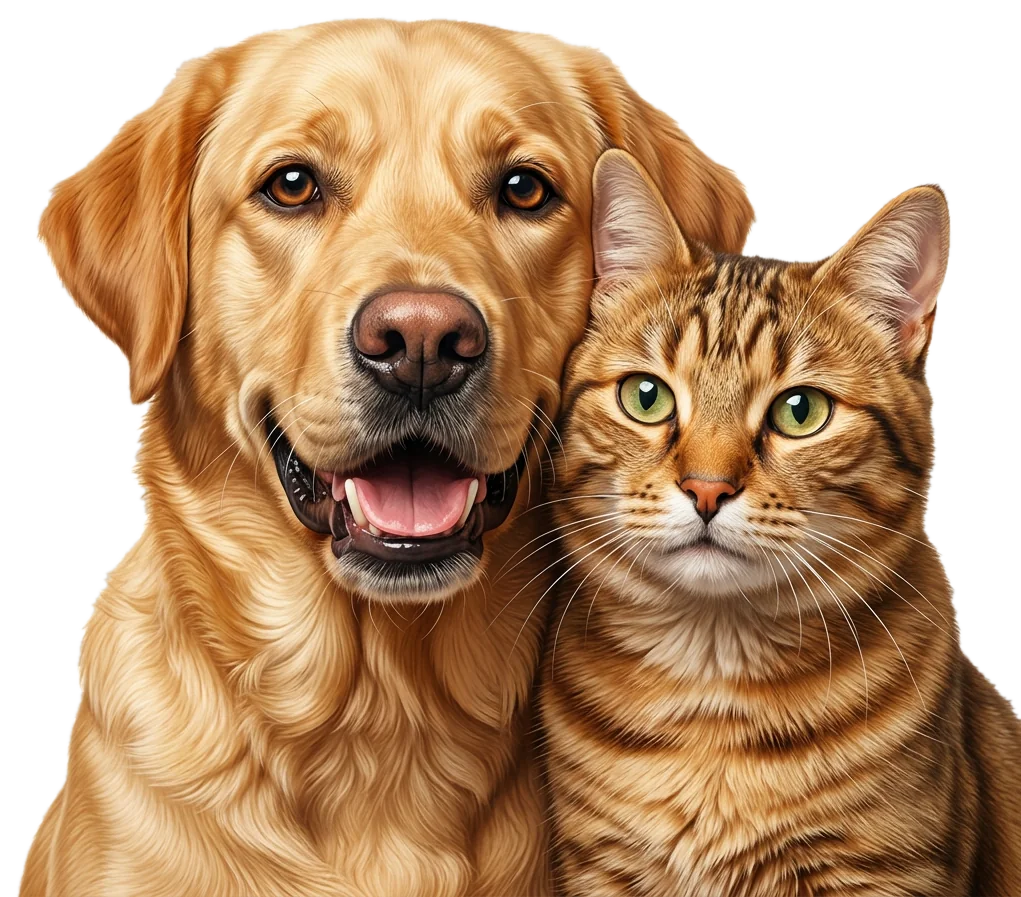 Un cane e un gatto sani e sereni